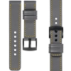 moVear Prestige C1 26mm Uhrenarmband aus Leder | Grau, Grau Nähte [Größen XS-XXL und Schnalle zur Auswahl]