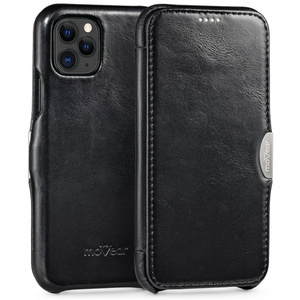 moVear flipSide C Leder Handyhülle für Apple iPhone 11 Pro (5.8") | Vintage Leder (Schwarz)