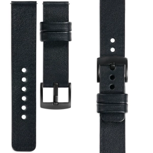 moVear Prestige S1 22mm Lederarmband für Xiaomi Watch S1 / Mi Watch / Amzfit Schwarz [Schließe nach Wahl]