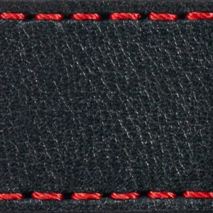 Uhrenarmbandpolster W1 20mm | Schwarz / Rot Faden
