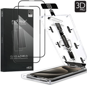 2 Stk. | moVear mBOX GLASS mSHIELD 3D PRO für Apple iPhone 15 Pro (6.1") (einfache Installation)