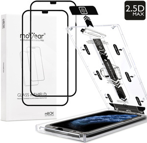 2 Stk. | moVear mBOX GLASS mSHIELD 2.5D MAX für Apple iPhone 11 Pro / Xs / X (5.8") (einfache Installation)