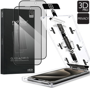 2 Stk. | moVear mBOX GLASS mSHIELD 3D PRO privacy für Apple iPhone 15 Pro (6.1") (Privatisieren, mit Applikator)