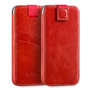 moVear pocketCase C+ Einschubtasche aus Leder für Samsung rozmiar M (ok 148 x 71 x 8mm) | Vintage Leder (Rot)