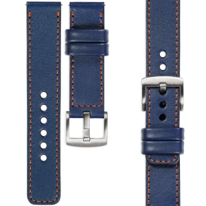 moVear Prestige C1 20mm Uhrenarmband aus Leder | Navy blau, Navy blau Nähte [Größen XS-XXL und Schnalle zur Auswahl]