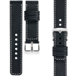 moVear Prestige C1 22mm Uhrenarmband aus Leder | Schwarz, Schwarz Nähte [Größen XS-XXL und Schnalle zur Auswahl]