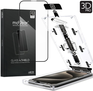 moVear mBOX GLASS mSHIELD 3D PRO für Apple iPhone 15 Pro (6.1") (einfache Installation)