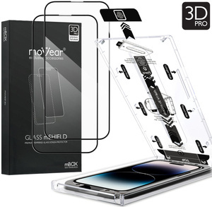 2 Stk. | moVear mBOX GLASS mSHIELD 3D PRO für Apple iPhone 14 Pro (6.1") (einfache Installation)