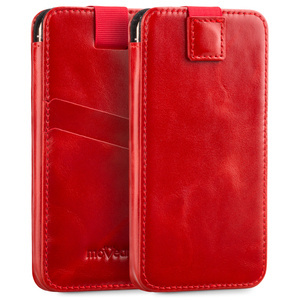 moVear pocketCase C+ Einschubtasche aus Leder für Smartfon rozmiar L (ok 160 x 79 x 8mm) | Vintage Leder (Rot)