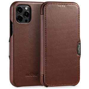 moVear flipSide C Leder Handyhülle für Apple iPhone 12 Pro / 12 (6.1") | Nappaleder (Dunkelbraun)