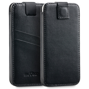 moVear pocketCase C+ Einschubtasche aus Leder für Apple iPhone 16/15/14, 13/12/11 Pro, Xs/X | Glattleder (Schwarz)