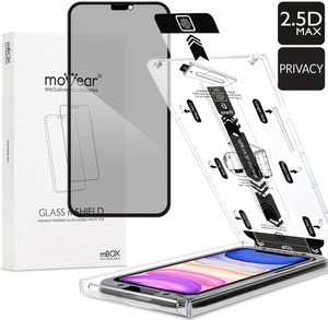 moVear mBOX GLASS mSHIELD 2.5D MAX privacy für Apple iPhone 11 / Xr (6.1") (Anti-Spionage, mit Applikator)