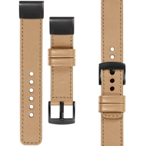 moVear Prestige C1 Lederarmband für Garmin QuickFit 22mm (Fenix / Forerunner / Epix / Instinct / Enduro / Quatix / MARQ - 47/45mm) Cappuccino, Cappuccino Nähte [Größen XS-XXL und Schnalle zur Auswahl]
