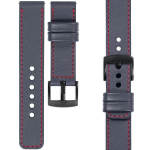 moVear Prestige C1 24mm Uhrenarmband aus Leder | Stahlgrau, Stahlgrau Nähte [Größen XS-XXL und Schnalle zur Auswahl]