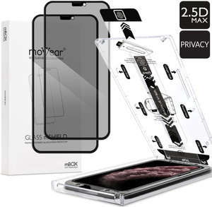 2 Stk. | moVear mBOX GLASS mSHIELD 2.5D MAX privacy für Apple iPhone 11 Pro Max / Xs Max (6.5") (Anti-Spionage, mit Applikator)