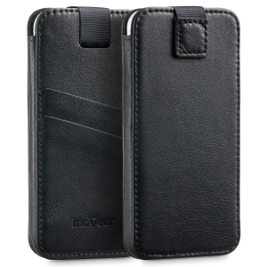 moVear pocketCase C+ Einschubtasche aus Leder für Samsung rozmiar M (ok 148 x 71 x 8mm) | Nappaleder (Schwarz)