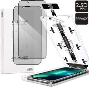 2 Stk. | moVear mBOX GLASS mSHIELD 2.5D MAX privacy für Apple iPhone 16e / 14 / 13 / 13 Pro (6.1") (Anti-Spionage, mit Applikator)