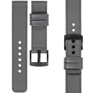 moVear Prestige C1 22mm Grau Lederarmband für Garmin Vivoactive 4, Venu 3/2 | Grau Nähte [Größen XS-XXL und Schnalle zur Auswahl]