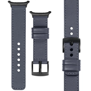 moVear Prestige C1 22mm Stahlgrau Lederarmband für Samsung Galaxy Watch Ultra | Stahlgrau Nähte [Größen XS-XXL und Schnalle zur Auswahl]