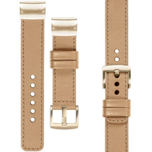 moVear Prestige C1 Lederarmband für Garmin QuickFit 20mm (Fenix / Instinct - 43/42/40mm) Cappuccino, Cappuccino Nähte [Größen XS-XXL und Schnalle zur Auswahl]