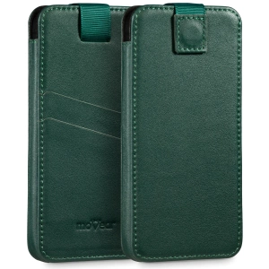 moVear pocketCase C+ Slide in leather Bag Pouch for Samsung rozmiar M (ok 151 x 73 x 9mm) | Nappa leather (Bottle green)