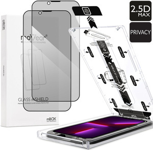 2 pcs. | moVear mBOX GLASS mSHIELD 2.5D MAX privacy for Apple iPhone 14 Plus / 13 Pro Max (6.7") (Anti spy, with Applicator)