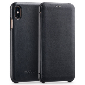 moVear flipSide S Leather slim case for Apple iPhone Xs MAX (6.5") | Smooth leather (Black)
