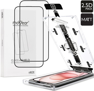 2 pcs. | moVear mBOX GLASS mSHIELD 2.5D MAX MATT for Apple iPhone 16 / 15 (6,1") (case friendly, Anti-reflective, with Applicator)