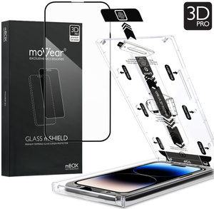 moVear mBOX GLASS mSHIELD 3D PRO for Apple iPhone 14 Pro Max (6.7") (easy installation)