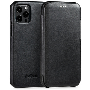 moVear flipSide S Leather slim case for Apple iPhone 12 Pro Max (6.7") | Smooth leather (Black)