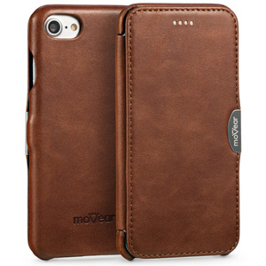 moVear flipSide C Leather case for Apple iPhone SE (2022 / 2020) / 8 / 7 (4.7") | Natural oiled leather (Dark brown)