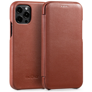 moVear flipSide S Leather slim case for Apple iPhone 12 Pro / 12 (6.1") | Nappa leather (Brown)