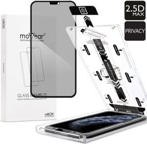 moVear mBOX GLASS mSHIELD 2.5D MAX privacy for Apple iPhone 11 Pro / Xs / X (5.8") (Anti spy, with Applicator)