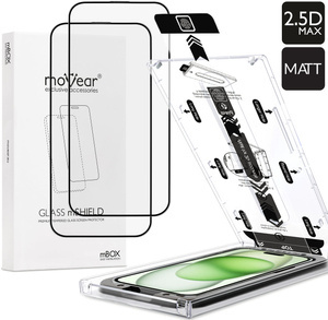 2 pcs. | moVear mBOX GLASS mSHIELD 2.5D MAX MATT for Apple iPhone 16 Plus / 15 Plus (6.7") (case friendly, Anti-reflective, with Applicator)