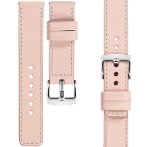 moVear Prestige C1 20mm leather watch strap | Flesh pink, Flesh pink stitching [sizes XS-XXL and buckle to choose from]