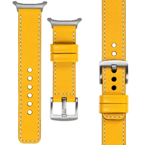 moVear Prestige C1 22mm Yellow Leather strap for Samsung Galaxy Watch Ultra | Yellow stitching [sizes XS-XXL and buckle to choose from]