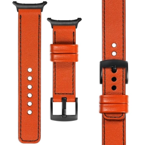 moVear Prestige C1 24mm Orange Leather strap for Samsung Galaxy Watch Ultra | Orange stitching [sizes XS-XXL and buckle to choose from]