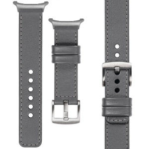 moVear Prestige C1 22mm Gray Leather strap for Samsung Galaxy Watch Ultra | Gray stitching [sizes XS-XXL and buckle to choose from]