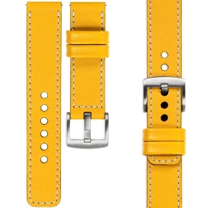 moVear Prestige C1 19mm leather watch strap | Yellow, Yellow stitching [sizes XS-XXL and buckle to choose from]