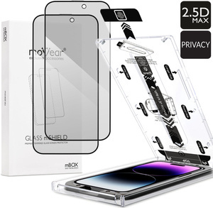 2 pcs. | moVear mBOX GLASS mSHIELD 2.5D MAX privacy for Apple iPhone 14 Pro Max (6.7") (Anti spy, with Applicator)