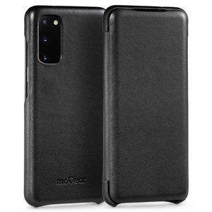 moVear flipSide S Leather slim case for Samsung Galaxy S20 (6.2") | Smooth leather (Black)