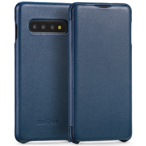 moVear flipSide S Leather slim case for Samsung Galaxy S10 (6.1") | Smooth leather (Navy blue)