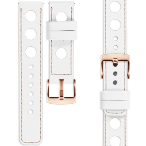 moVear Prestige R1 20mm leather watch strap | White, White stitching [sizes XS-XXL and buckle to choose from]