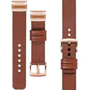 moVear Prestige C1 Leather strap for Garmin QuickFit 20mm (Fenix / Instinct - 43/42/40mm) Brown, Brown stitching [sizes XS-XXL and buckle to choose from]