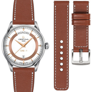 moVear Prestige C1 20mm Brown Leather strap for Certina DS-1 Day Date C029.430.16.011.01 | Brown stitching [sizes XS-XXL]