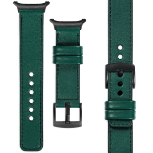 moVear Prestige C1 24mm Bottle green Leather strap for Samsung Galaxy Watch Ultra | Bottle green stitching [sizes XS-XXL and buckle to choose from]