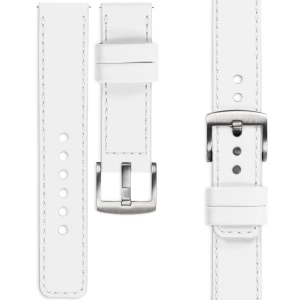 moVear Prestige C1 22mm White Leather strap for Samsung Galaxy Watch 3 (45mm) / Watch (46mm) / Gear S3 | White stitching [sizes XS-XXL and buckle to choose from]