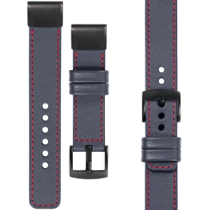 moVear Prestige C1 Leather strap for Garmin QuickFit 20mm (Fenix / Instinct - 43/42/40mm) Steel gray, Steel gray stitching [sizes XS-XXL and buckle to choose from]