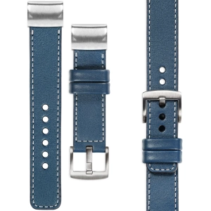 moVear Prestige C1 Leather strap for Garmin QuickFit 26mm (Fenix / Epix / Quatix / Tactix / Enduro - 51mm) Blue Jeans, Blue Jeans stitching [sizes XS-XXL and buckle to choose from]