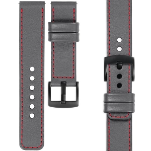 moVear Prestige C1 22mm leather watch strap | Gray, Gray stitching [sizes XS-XXL and buckle to choose from]